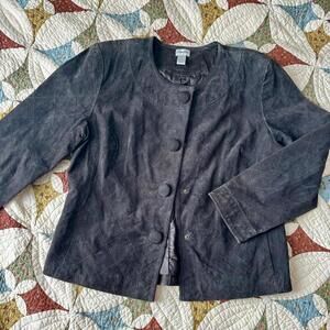 Vintage Y2K babydoll unique grey suede 100% real leather jacket